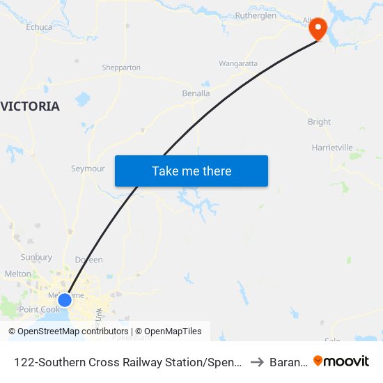 122-Southern Cross Railway Station/Spencer St (Melbourne City) to Baranduda map
