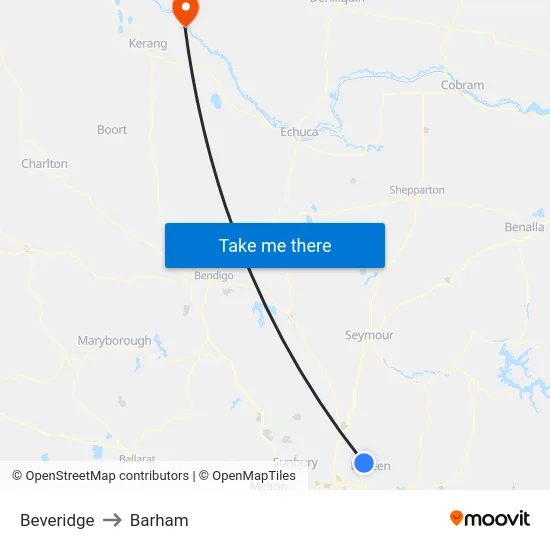 Beveridge to Barham map