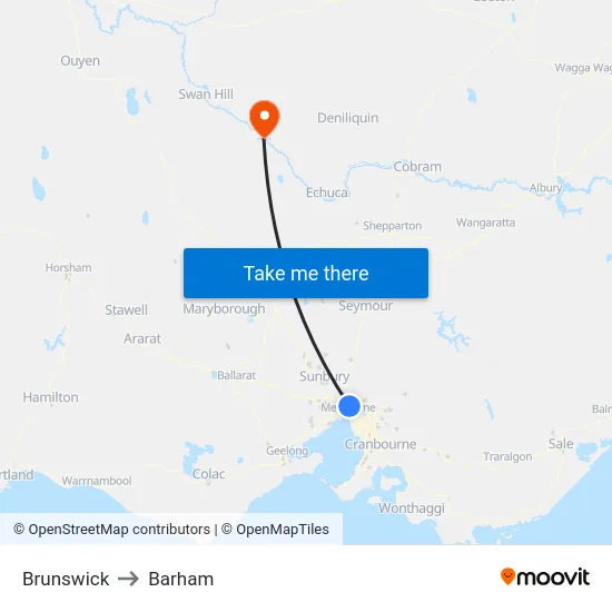 Brunswick to Barham map