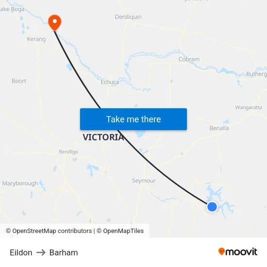 Eildon to Barham map