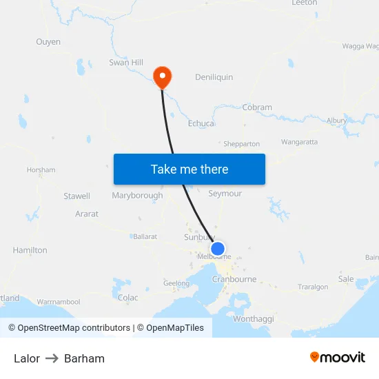 Lalor to Barham map