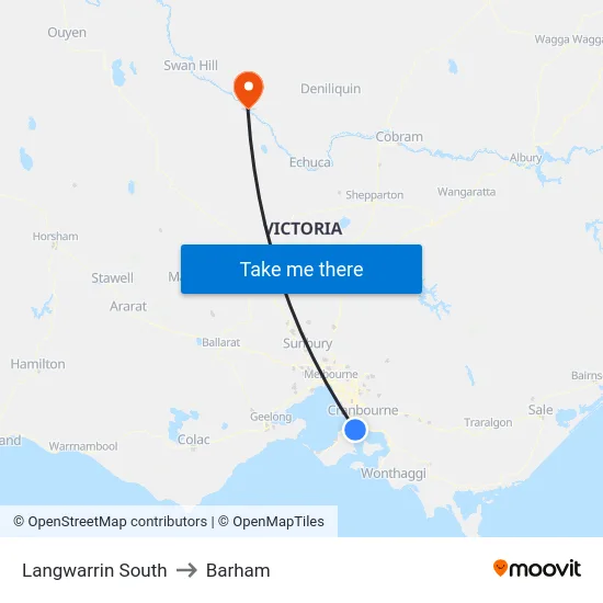 Langwarrin South to Barham map