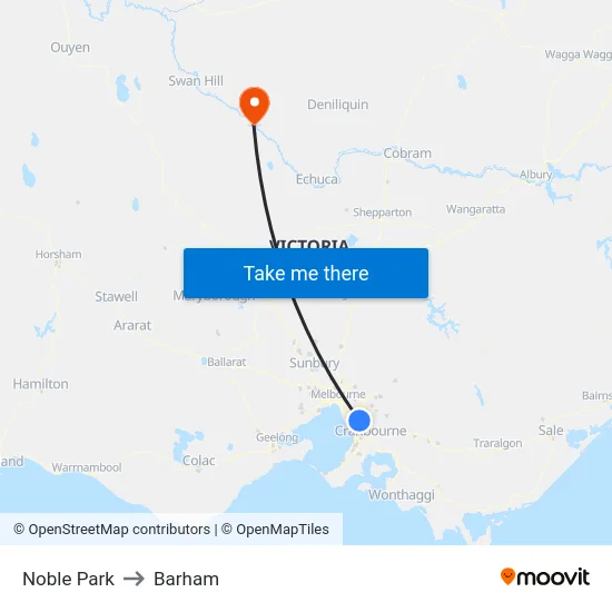 Noble Park to Barham map