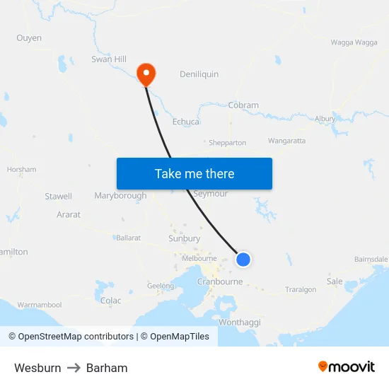 Wesburn to Barham map