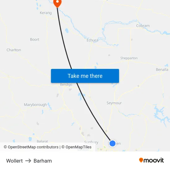 Wollert to Barham map