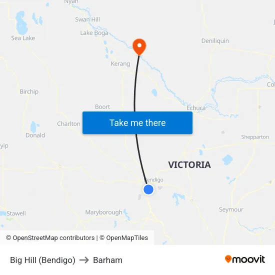 Big Hill (Bendigo) to Barham map