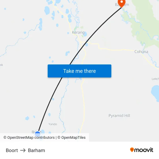 Boort to Barham map