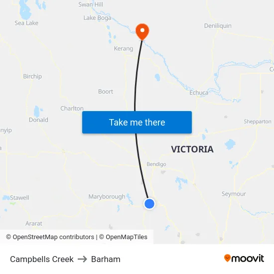 Campbells Creek to Barham map