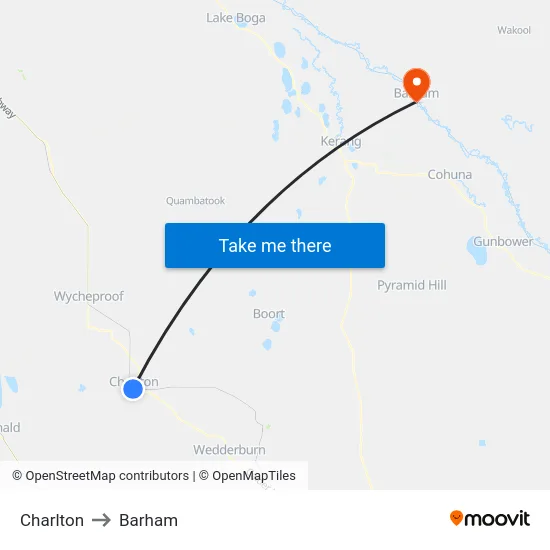 Charlton to Barham map