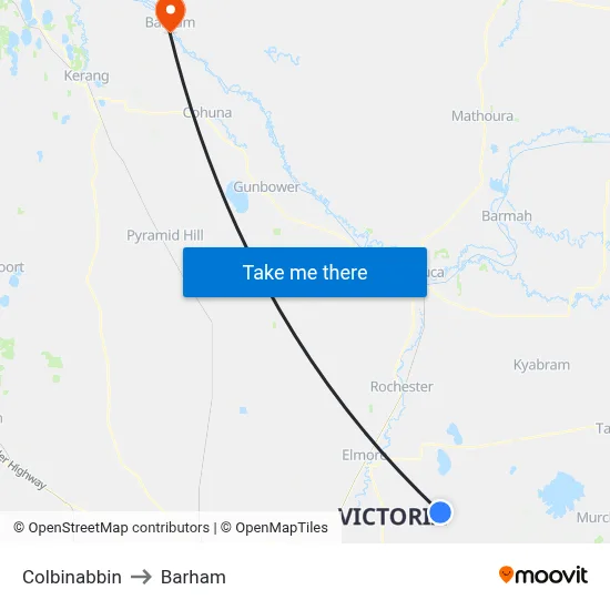 Colbinabbin to Barham map