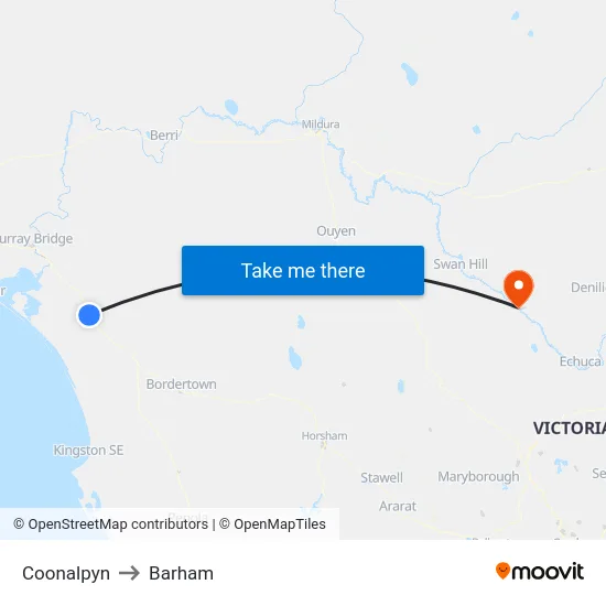 Coonalpyn to Barham map