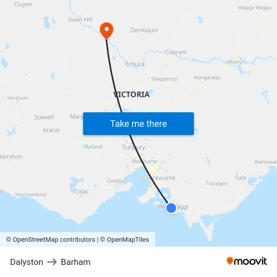 Dalyston to Barham map