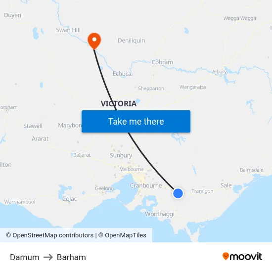 Darnum to Barham map