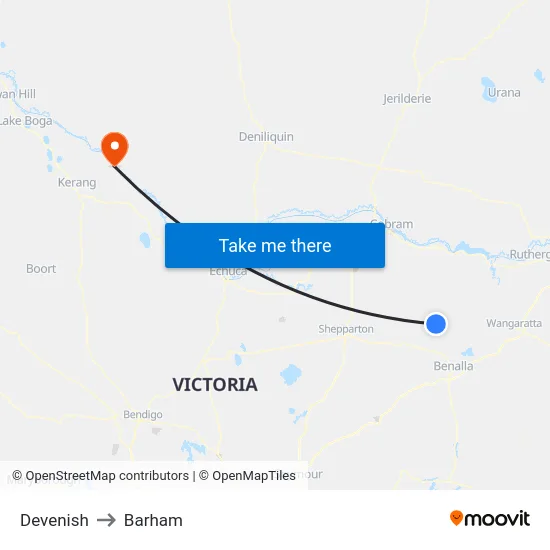Devenish to Barham map