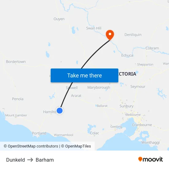 Dunkeld to Barham map