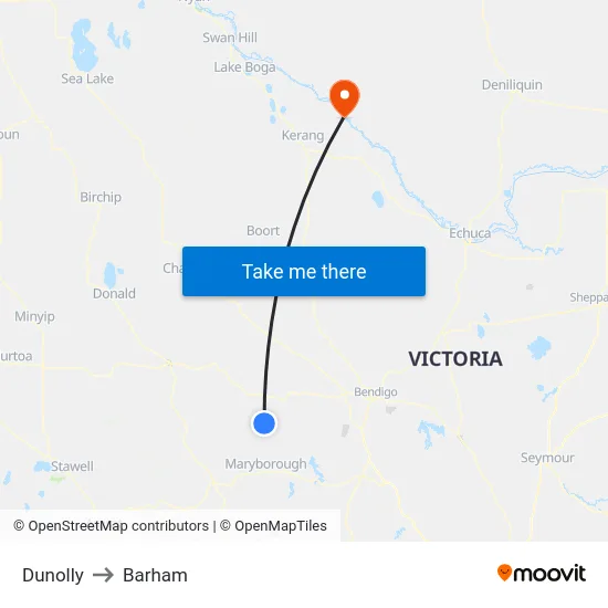 Dunolly to Barham map
