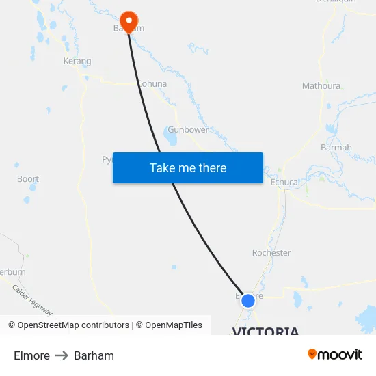 Elmore to Barham map