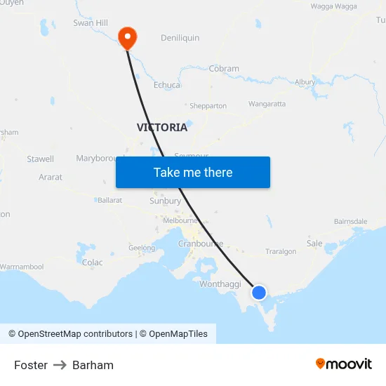Foster to Barham map