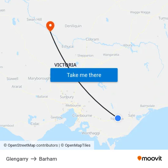 Glengarry to Barham map