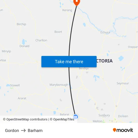 Gordon to Barham map