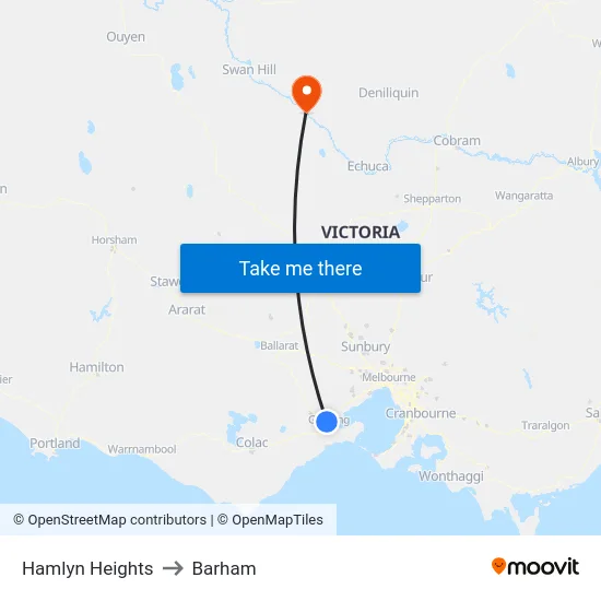 Hamlyn Heights to Barham map