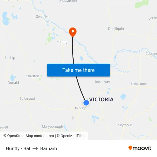 Huntly - Bal to Barham map