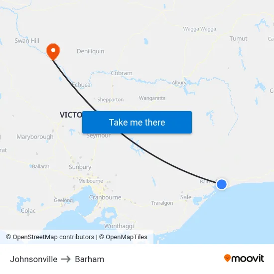Johnsonville to Barham map