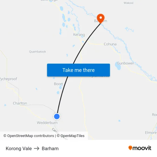 Korong Vale to Barham map