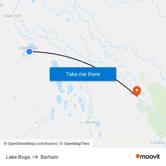 Lake Boga to Barham map