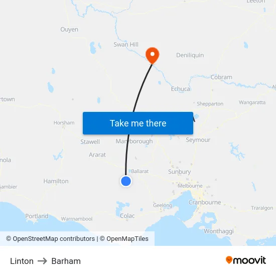 Linton to Barham map