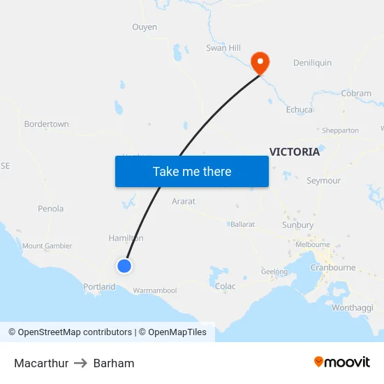 Macarthur to Barham map