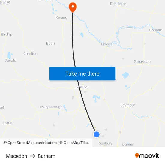 Macedon to Barham map