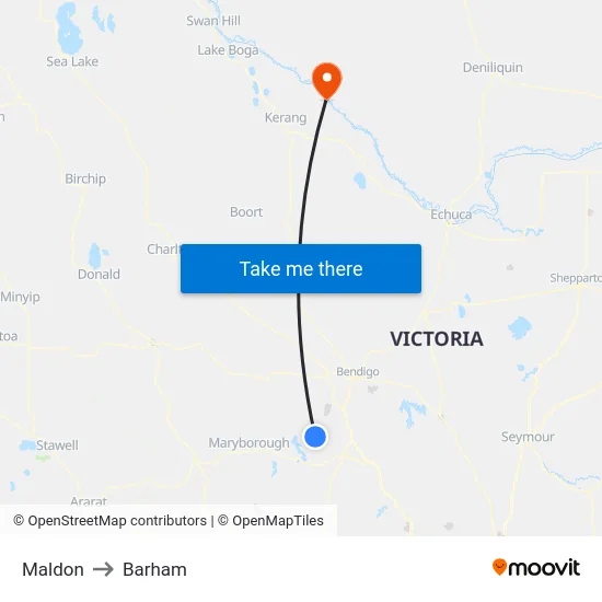 Maldon to Barham map