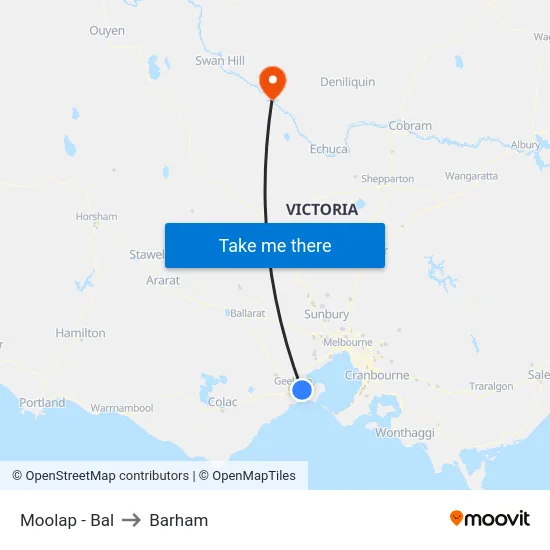 Moolap - Bal to Barham map