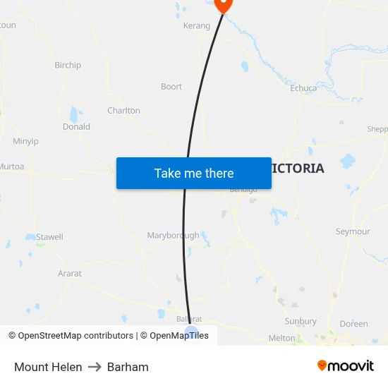 Mount Helen to Barham map