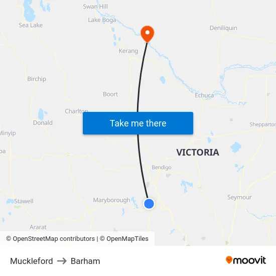 Muckleford to Barham map