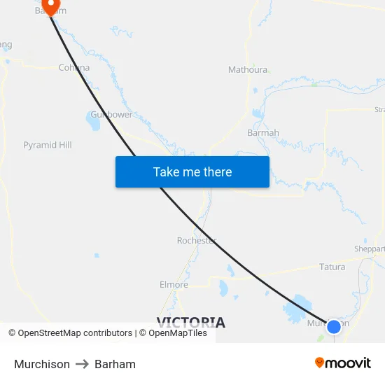 Murchison to Barham map