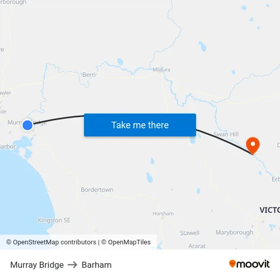 Murray Bridge to Barham map