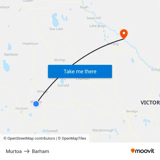 Murtoa to Barham map