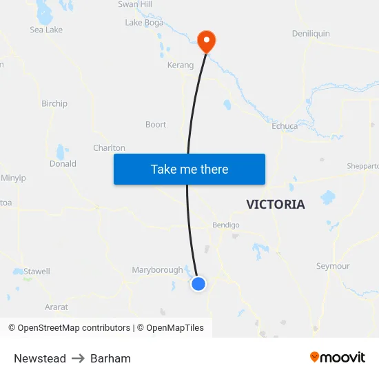 Newstead to Barham map