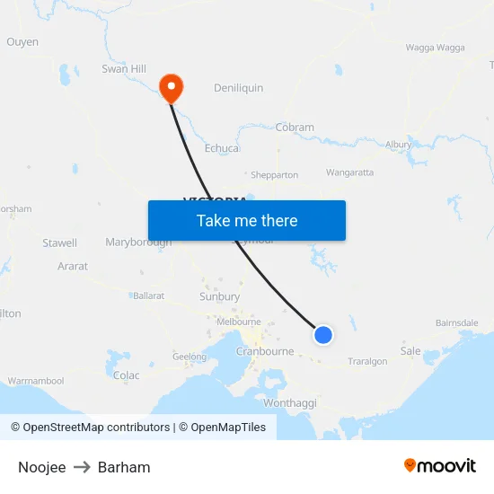 Noojee to Barham map
