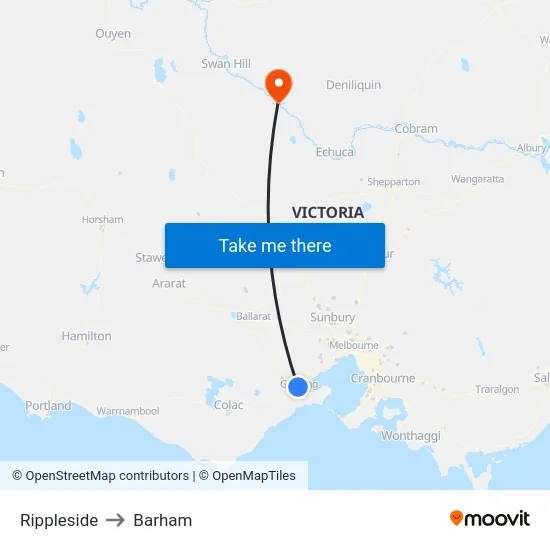 Rippleside to Barham map