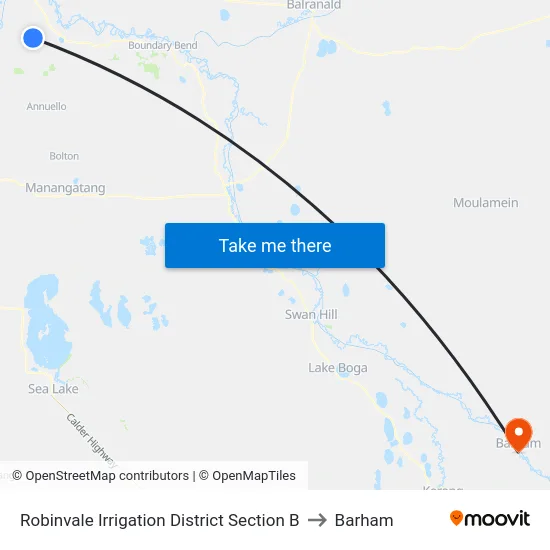 Robinvale Irrigation District Section B to Barham map