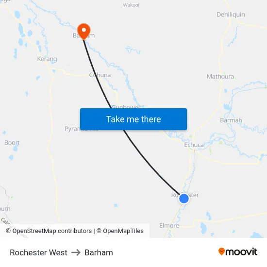Rochester West to Barham map
