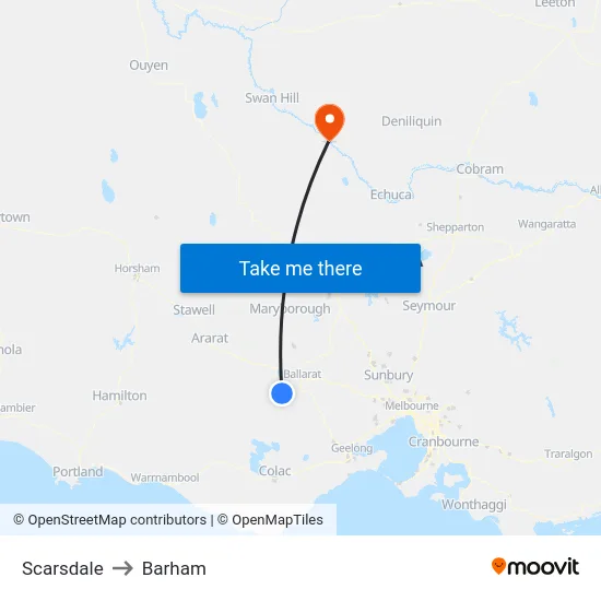 Scarsdale to Barham map