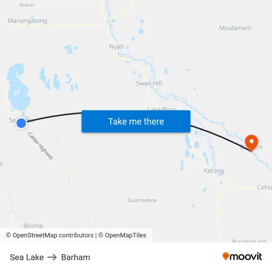 Sea Lake to Barham map