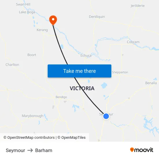 Seymour to Barham map