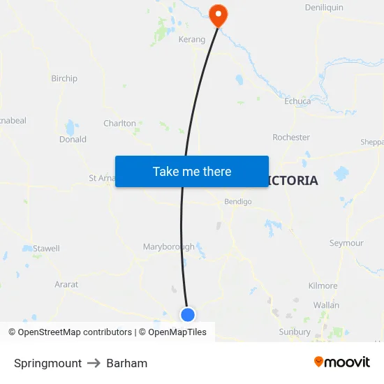Springmount to Barham map