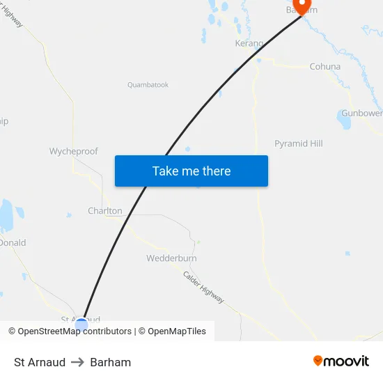 St Arnaud to Barham map
