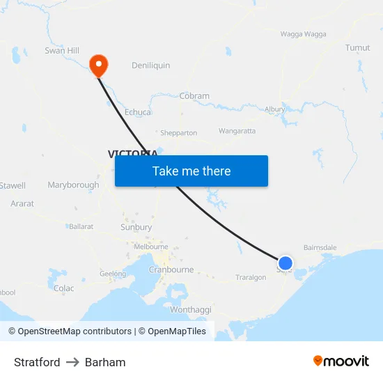 Stratford to Barham map